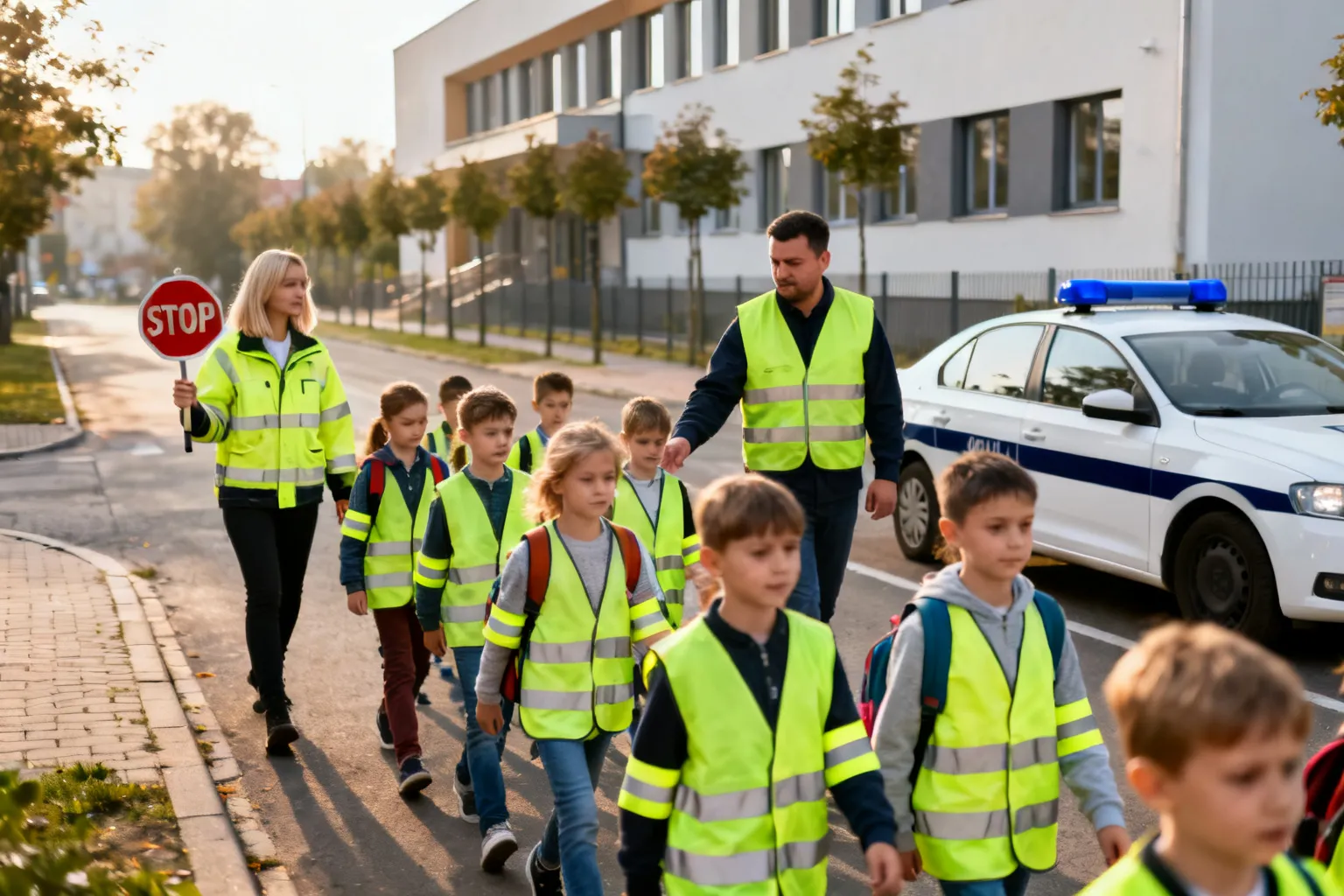 Odblaskowy przemarsz uczniów SP nr 75 w Krakowie
