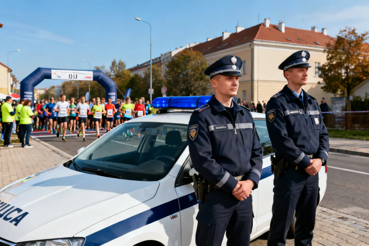 Krakowscy policjanci na starcie I Półmaratonu Mościckiego