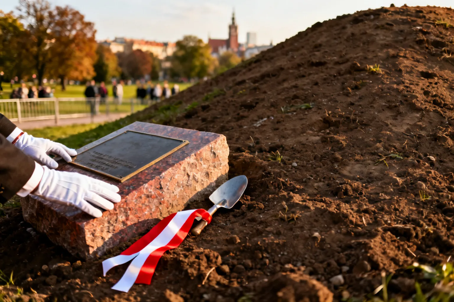 Kamień węgielny Centrum Polsko‑Amerykańskie Kraków wmurowany na Kopcu Kościuszki